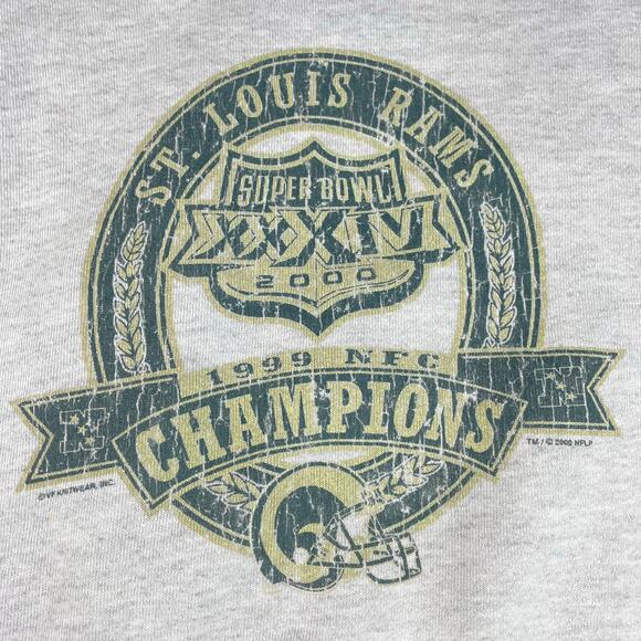 🔥Vintage St Louis Rams 1999 NFC Champions 2000 Super Bowl Sweatshirt Sz Large - Picture 3 of 14